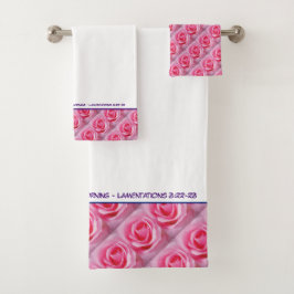 Personalisierte PINK FLORAL ROSE Christliche Schri Badhandtuch Set