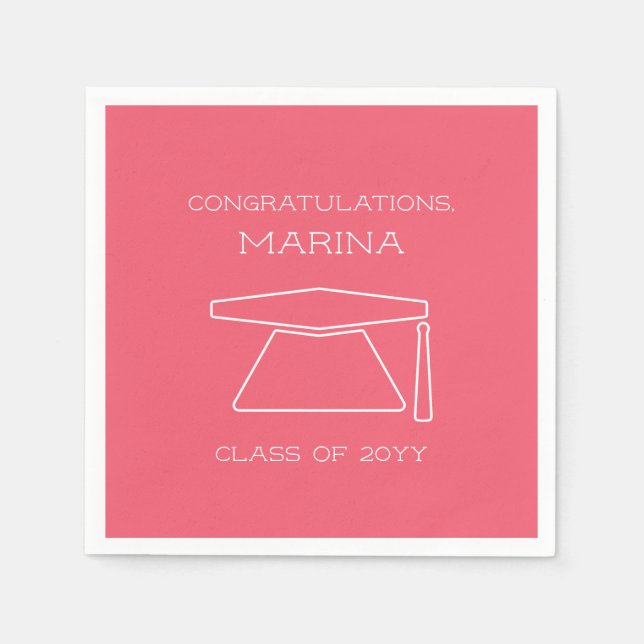 Personalisierte Pink Graduation Party Serviette (Vorderseite)