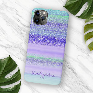 Personalisierte Pink Grün Blau Lila Streifen Kunst Case-Mate iPhone Hülle