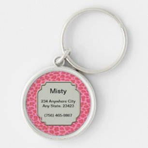 Personalisierte Pink Leopard Skin Pet ID-Markierun Schlüsselanhänger