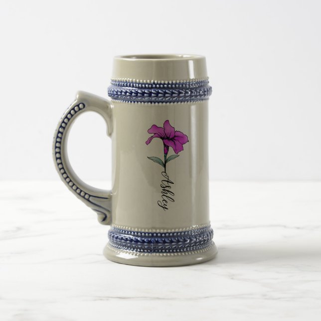 Personalisierte Pink Lily Blume Bierglas (Links)