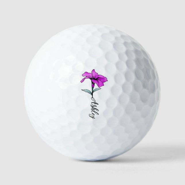Personalisierte Pink Lily Blume Golfball (Vorderseite)