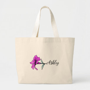 Personalisierte Pink Lily Blume Jumbo Stoffbeutel