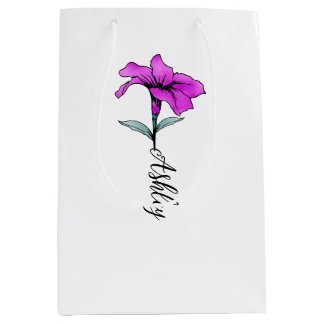 Personalisierte Pink Lily Blume Mittlere Geschenktüte