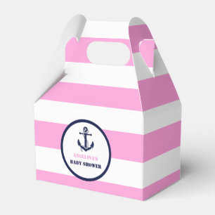 Personalisierte Pink/Navy Girl Nautical Baby Dusch Geschenkschachtel
