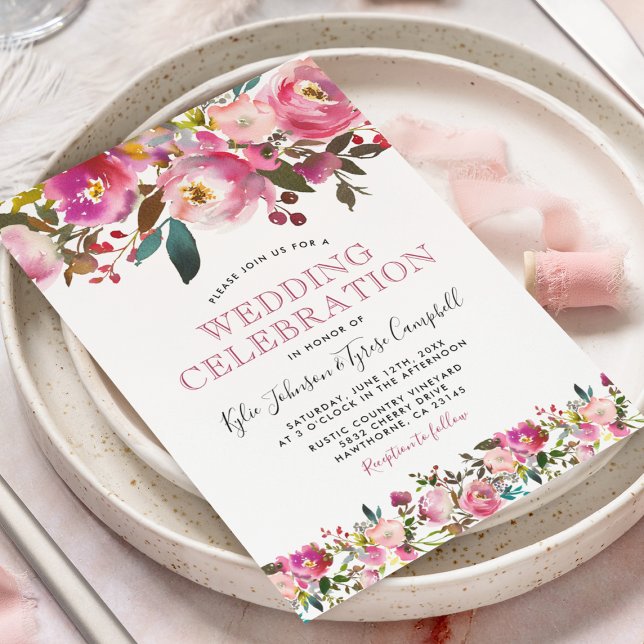 Personalisierte Pink Peony Floral Wedding Einladung (Von Creator hochgeladen)