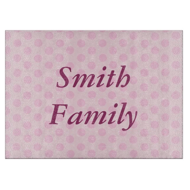 Personalisierte Pink Polka Dots Cutting Board Schneidebrett (Vorderseite)