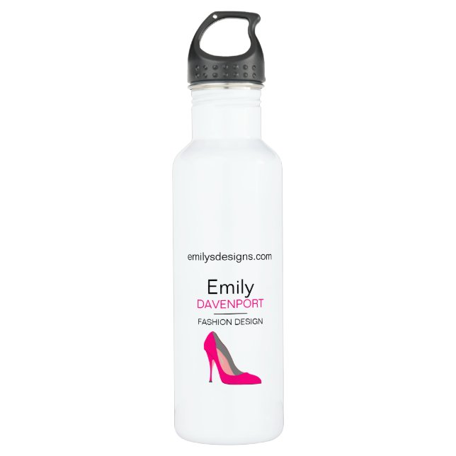 Personalisierte Pink Stiletto High Heel Shoel Chic Trinkflasche (Vorderseite)