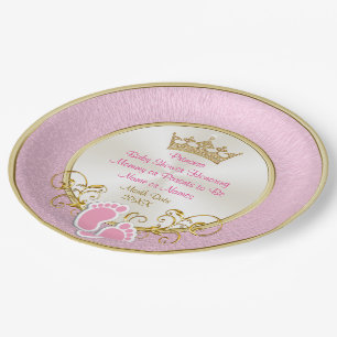 Personalisierte Pink- und Gold-Baby-Dusche Teller