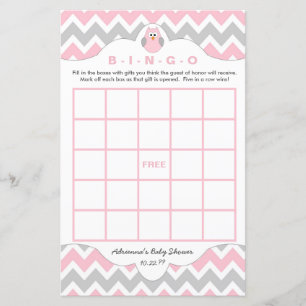 Personalisierte Pink Uwe Baby Duschspiele Bingo