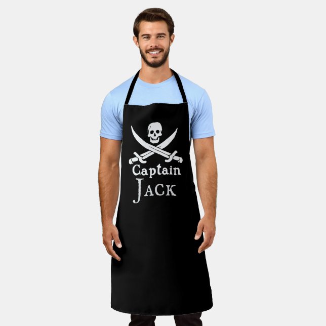 Personalisierte Pirate Captain All-Over Print Schü Schürze (Getragen)