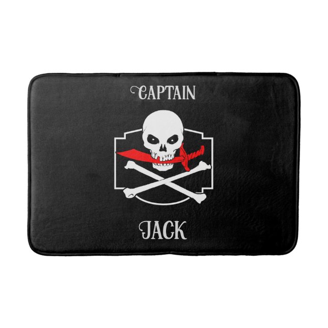 Personalisierte Piratenflagge (Cutlass) Badematte (Vorderseite)