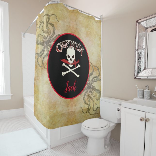 Personalisierte Piratenflagge (Cutlass) Duschvorhang (Beispiel)