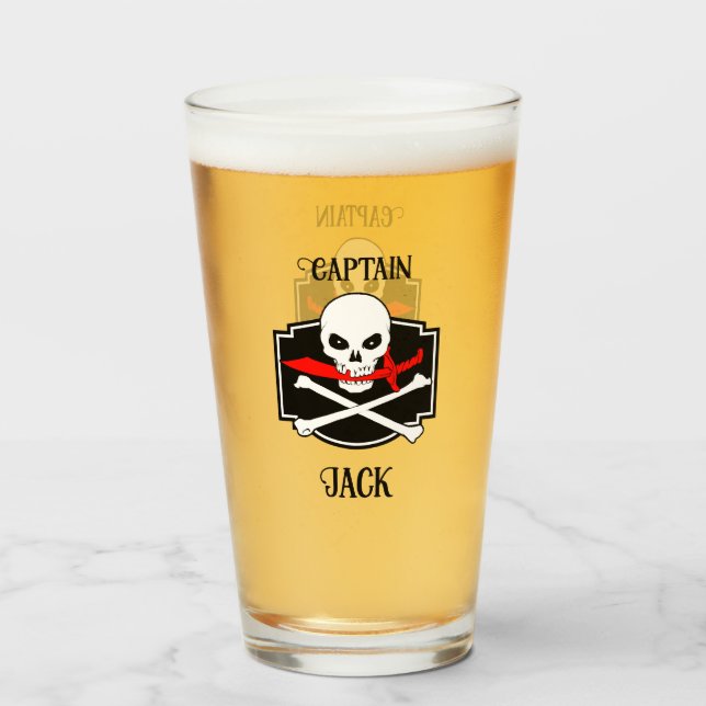 Personalisierte Piratenflagge (Cutlass) Glas (Rückseite (gefüllt))