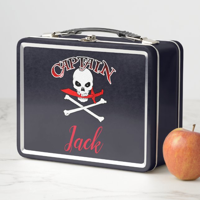 Personalisierte Piratenflagge (Cutlass) Metall Brotdose (Beispiel)