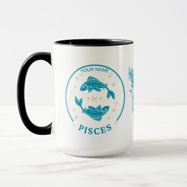 Personalisierte Pisces Zodiac 15 oz Kaffee Tasse (Links)