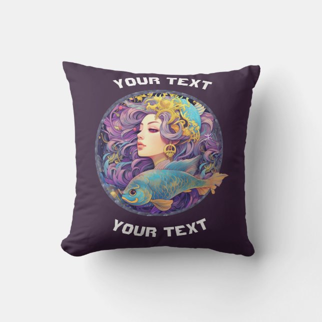 PERSONALISIERTE PISCES ZODIAC SIGN KISSEN (Vorderseite)