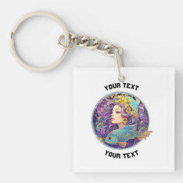 PERSONALISIERTE PISCES ZODIAC SIGN SCHLÜSSELANHÄNGER