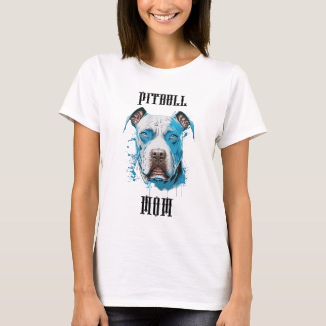 Personalisierte Pitbull-Mama T-Shirt (Vorderseite)