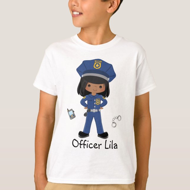 Personalisierte Polizeibeamte für Mädchen Rechtsvo T-Shirt (Vorderseite)