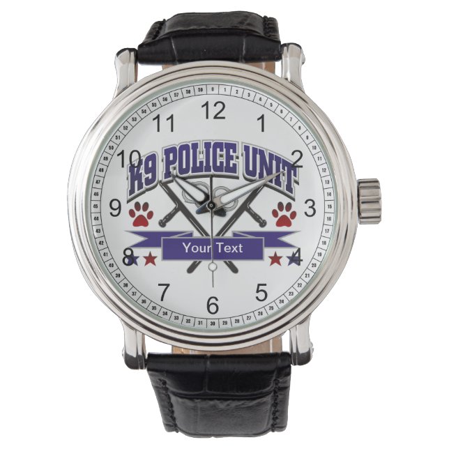 Personalisierte Polizeieinheit K9 Armbanduhr (Vorderseite)