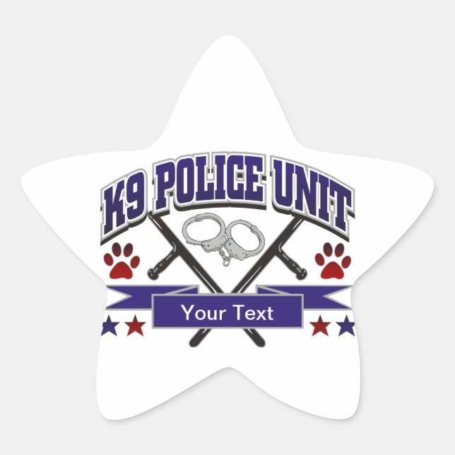 Personalisierte Polizeieinheit K9 Stern-Aufkleber (Vorderseite)