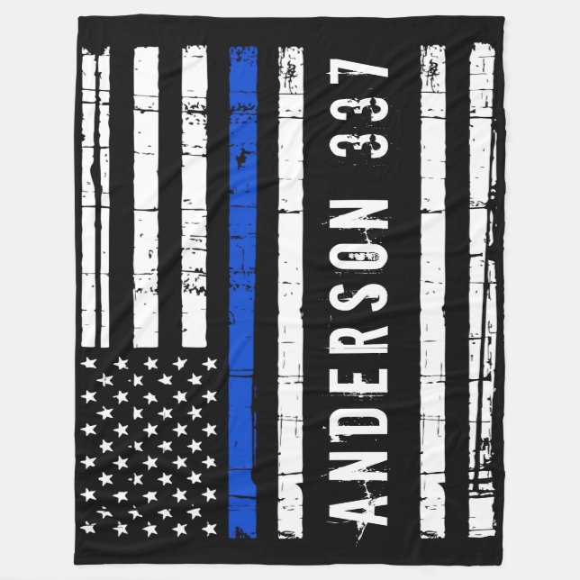 Personalisierte Polizeiflagge der dünnen blauen Li Fleecedecke (Vorderseite)
