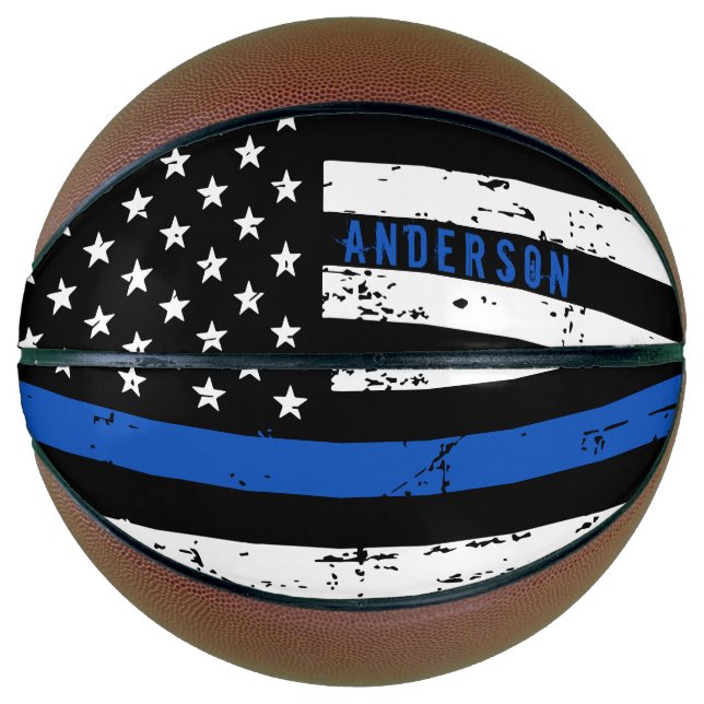 Personalisierte Polizeiflagge dünne blaue Linie Basketball (Vorderseite)