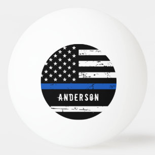 Personalisierte Polizeiflagge dünne blaue Linie Tischtennisball