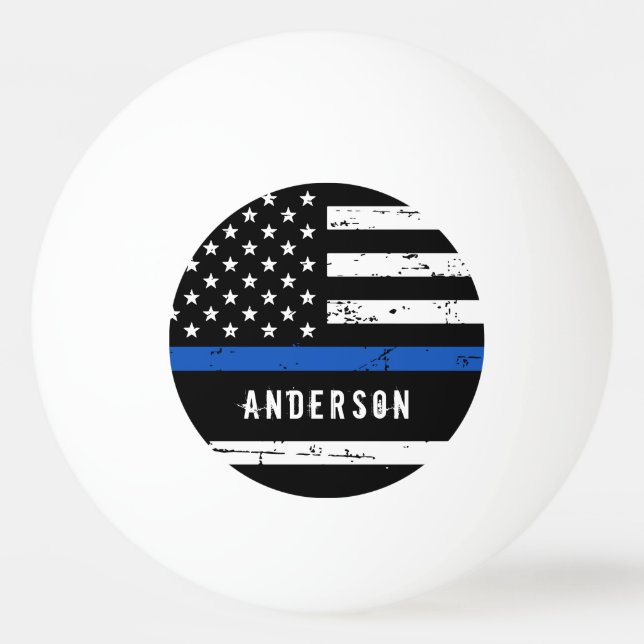 Personalisierte Polizeiflagge dünne blaue Linie Tischtennisball (Vorderseite)