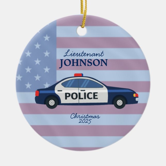 Personalisierte Polizeiwache Weihnachtsfeier Keramik Ornament (Vorne)