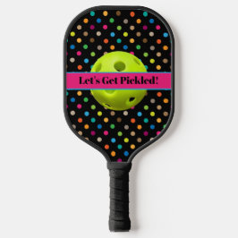 Personalisierte Polka Dots, lasst uns pickled werd Pickleball Schläger