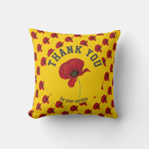 Personalisierte POPPY-Erinnerung Danke YELLOW Kissen