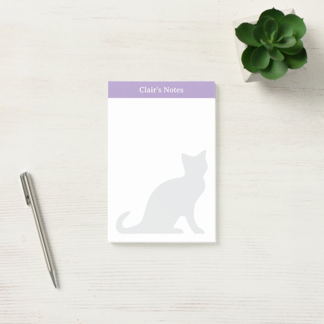 Personalisierte Post-it®-Noten mit grauem Katzende Post-it Klebezettel (Büro)