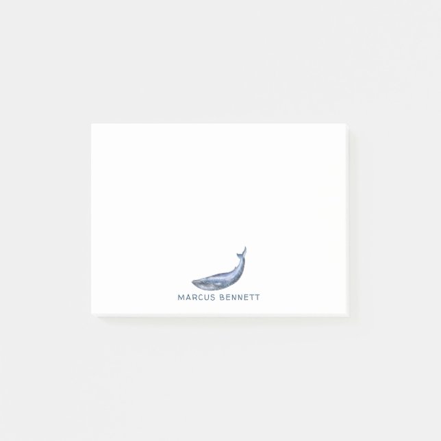 Personalisierte Post-it-Notizen mit Blauwal Post-it Klebezettel (Vorderseite)