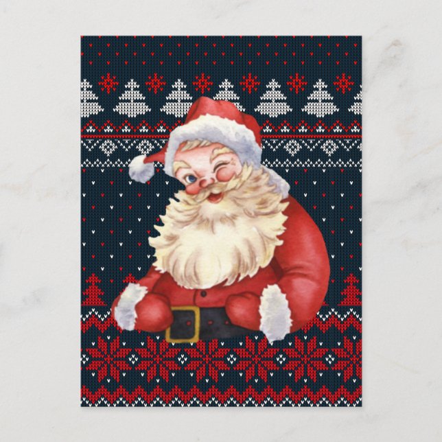 Personalisierte Postkarte Winking Santa Claus gekn (Vorderseite)