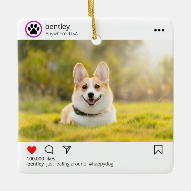 Personalisierte Postschmuck für soziale Medien Keramikornament (Vorderseite)