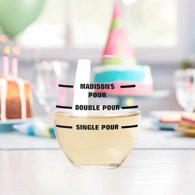 Personalisierte Pour Line Funny Weinglas Ohne Stiel (Insitu (Geburtstag))