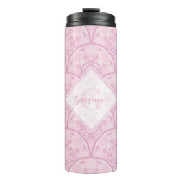 Personalisierte Preppy in Pink Mandala Art Deco Thermosbecher