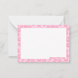 Personalisierte Preppy-Mitteilungskarten in Rosa Mitteilungskarte