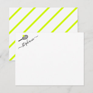 Personalisierte Preppy-Tennis-Streifen-Notizkarte Mitteilungskarte