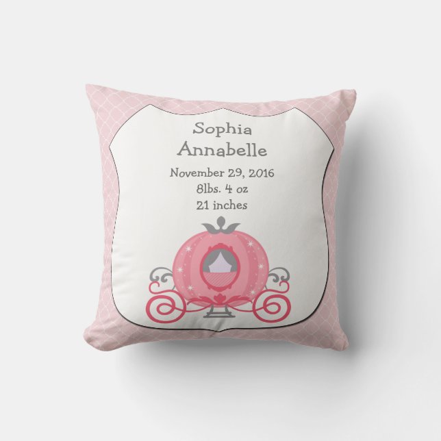 Personalisierte Princess Carriage Baby Pillow Kissen (Vorderseite)
