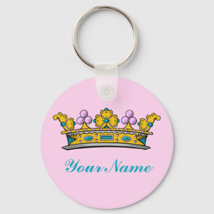 Personalisierte Prinzessin Crown auf Rosa Schlüsselanhänger