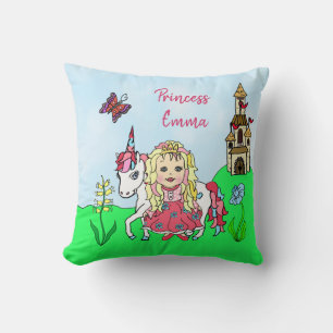 Personalisierte Prinzessin und Unicorn-Rainbow-Gir Kissen