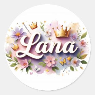 Personalisierte Prinzessinnen-Blumen-Name-Aufklebe Runder Aufkleber