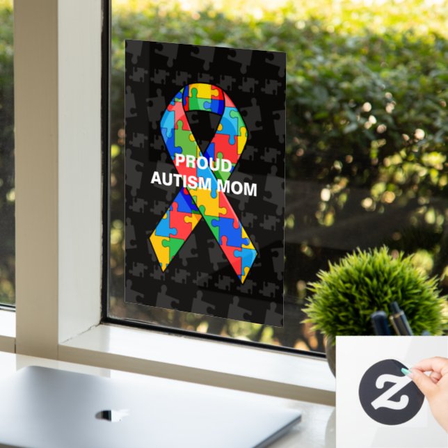 Personalisierte Proud Autismus Mama/Vater Puzzle R Fensteraufkleber (Büro)