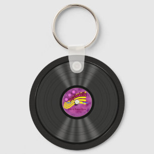 Personalisierte psychedelische Vinylaufzeichnung Schlüsselanhänger