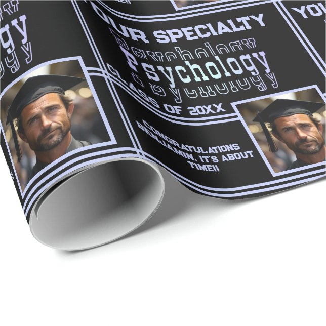 Personalisierte Psychologie Name Abschluss Jahr Fo Geschenkpapier (Rolleneckpunkt)