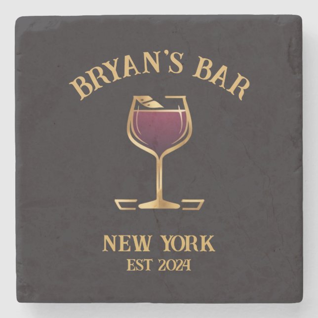 Personalisierte Pub Sign Bar Deco mit Individuelle Steinuntersetzer (Vorderseite)