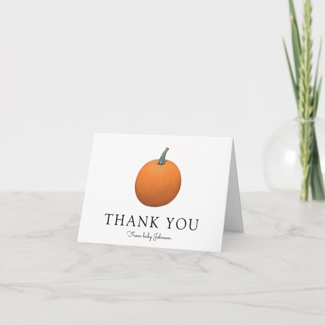 Personalisierte Pumpkin Baby Dusche Danke Karte (Vorderseite)